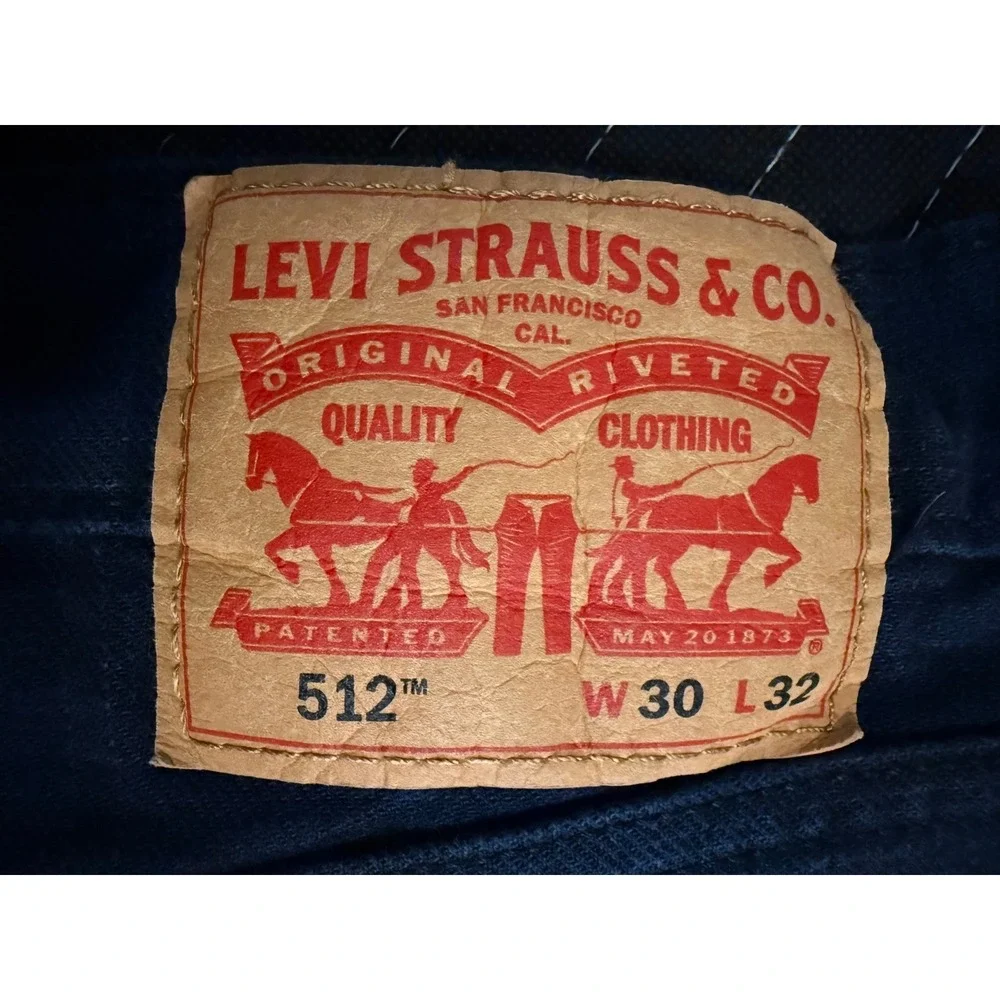 Levi's 512 Slim Taper Jeans Mens 30x32 Black Windowpane Red Tab Grid Pattern